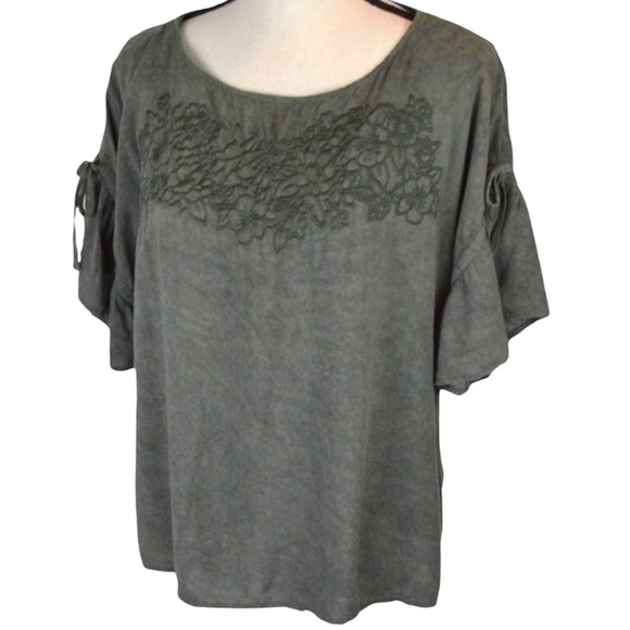 Soft Rayon Tie Flutter Sleeve Boxy Fit Top - Picture 1 of 10